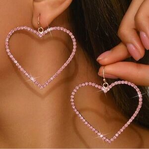 Pink Gemstone Heart Earrings